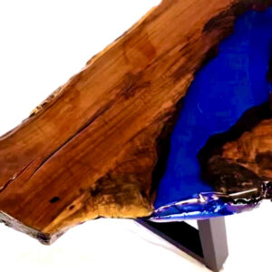 Cherry Wood Blue Epoxy Bench