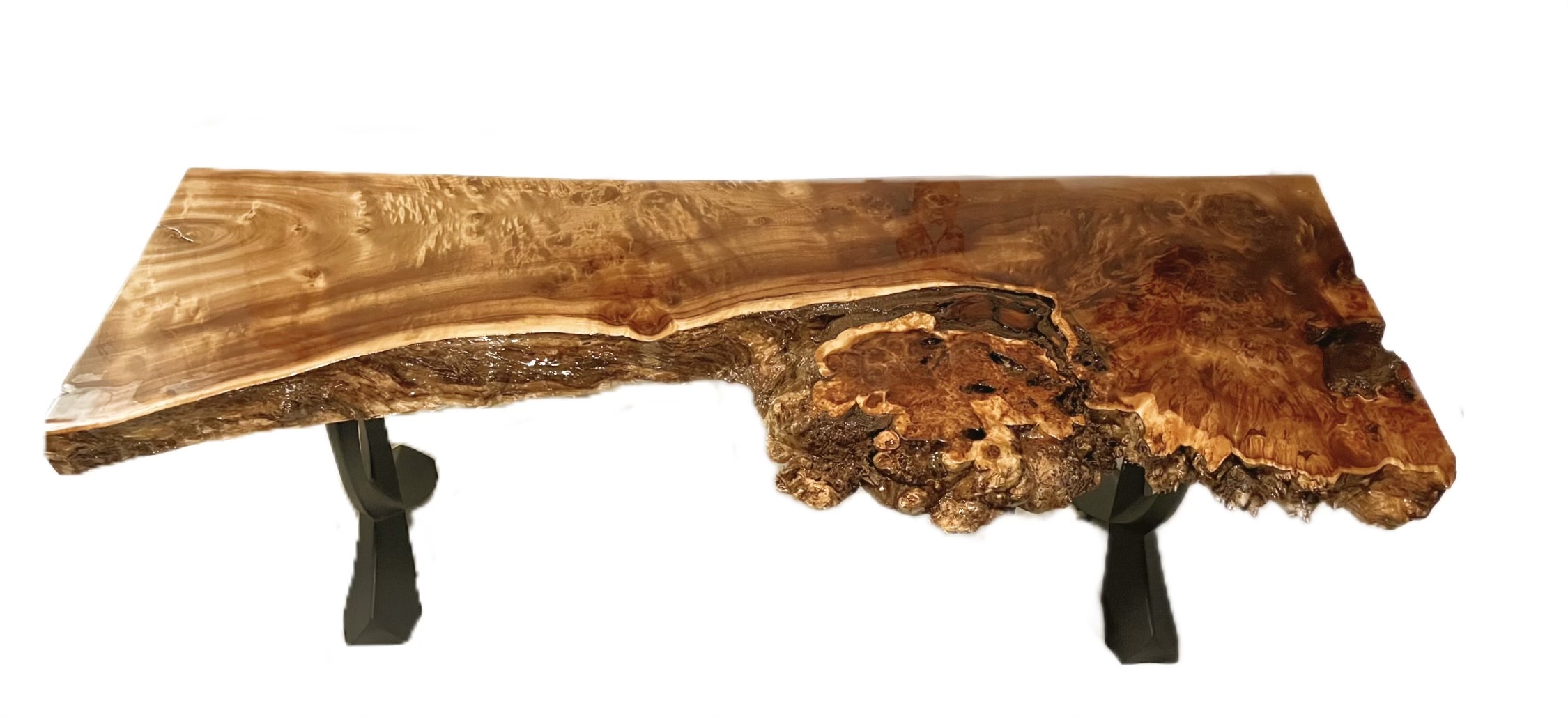 Rare Mappa Burl Live Edge Entryway/Display Table