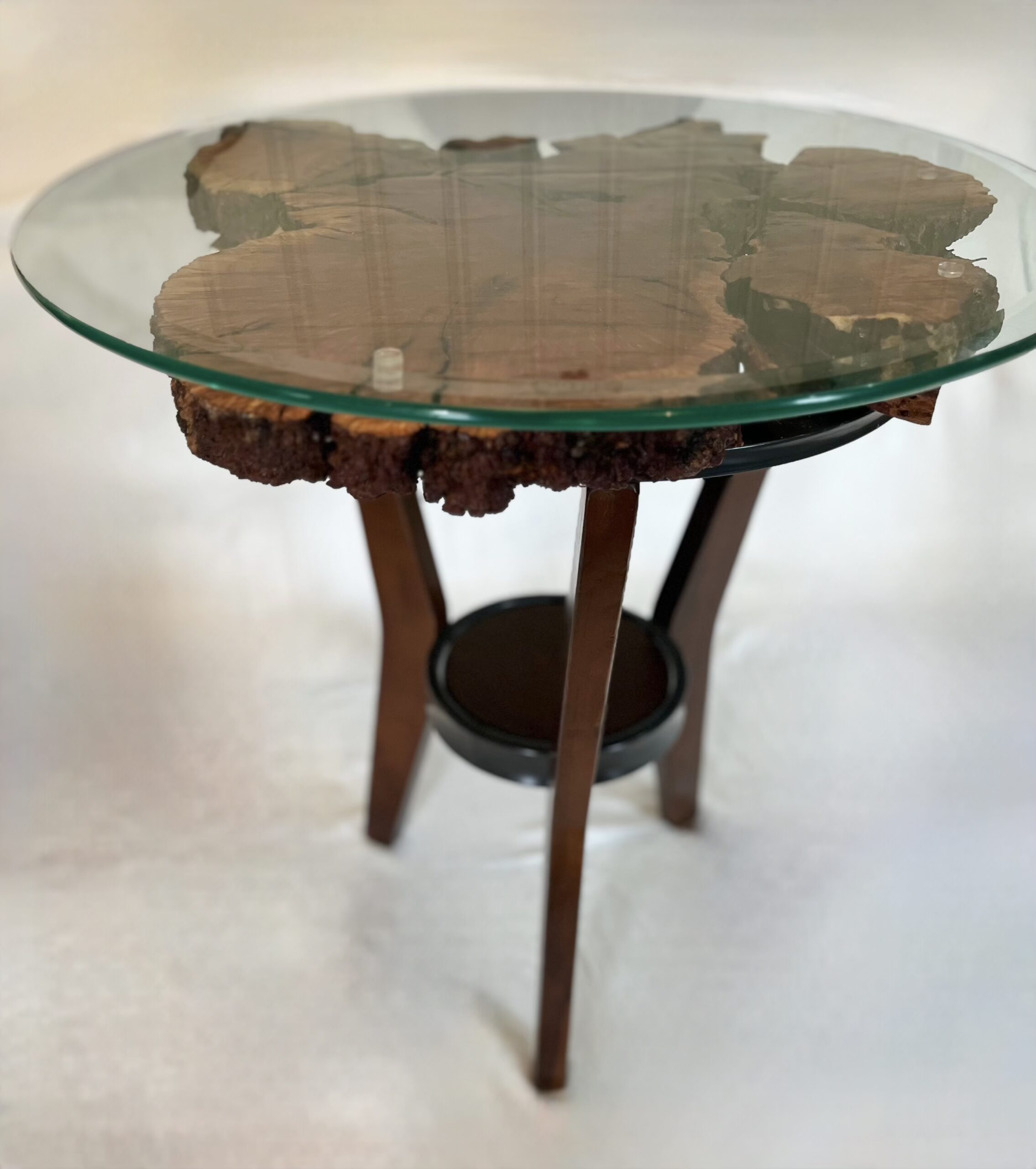 Rare Manzanita Burl Round Glass Top Table  (SOLD)
